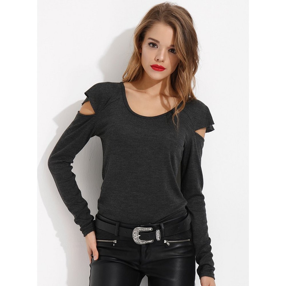 Bambina Mia - Cutout Shoulder Long Sleeve Top